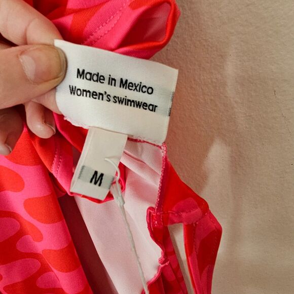 NWT Fensi Ssense Red Pink Wave Wrap Skirt & Short Sleeve Top M - Picture 6 of 8